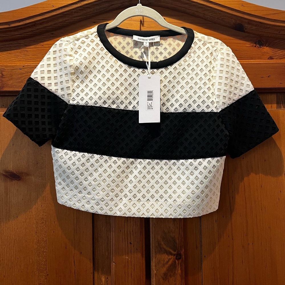 Elizabeth and James Leda Lattice Mesh Crop Top Small new with tags